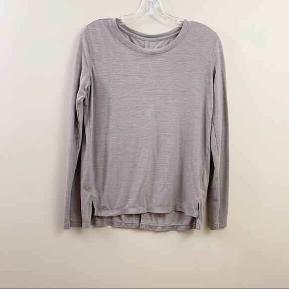 Athleta Tops - Athleta Scoop Neck Split Back Gray/Silver/Taupe Shimmer Long Sleeve Top